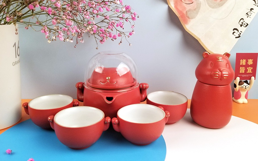 新春年會禮品虎年陶瓷茶具