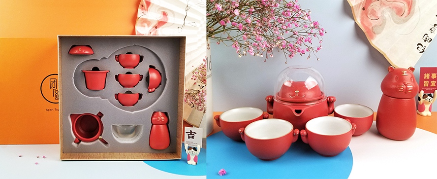 企業新年禮物萌虎茶具