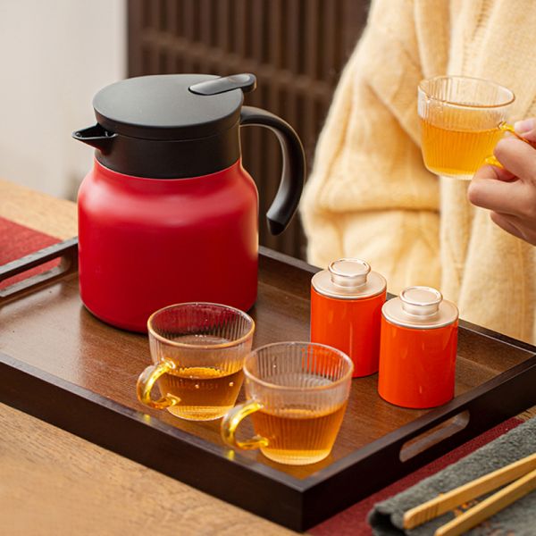 2023新年燜茶壺組合 燜茶壺+玻璃茶杯+白茶龍珠+奉茶托+春節禮包 年會禮品1