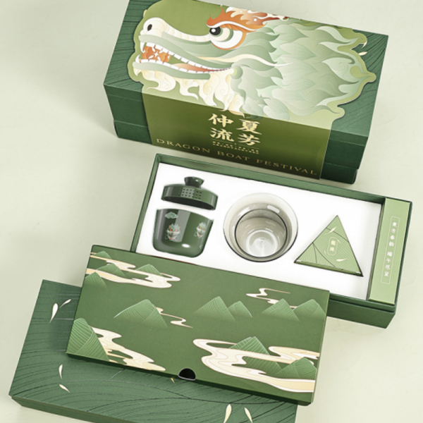 【仲夏流芳B】2023創意中式端午禮盒 競舟茶具+粽葉香插+艾草香+龍珠茶丸+粽子4 端午送客戶什么1
