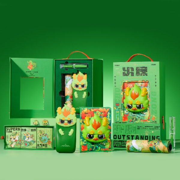 粽子解壓筆記本+筆袋+英雄牌鋼筆+卡通筆頭+鼠標墊+墨囊+粽子 送員工禮品